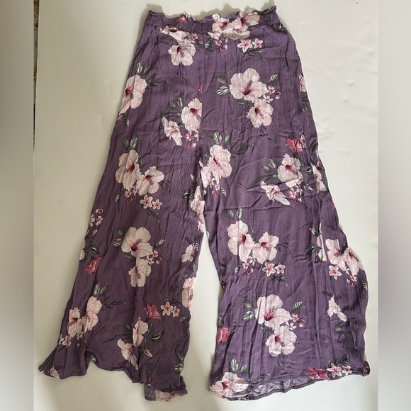 Simplee Women's Elegant Striped Split High Waisted Belted Flowy Wide Leg Pants - Picture 3 of 6